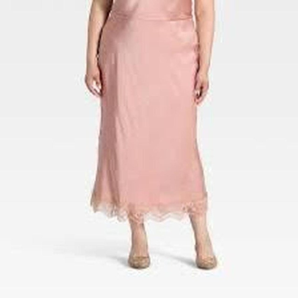 A New Day Women's Lace Trim Midi Skirt